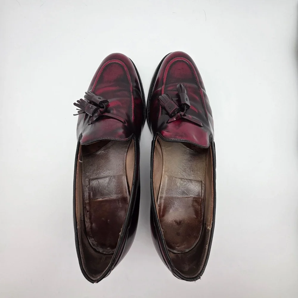 Johnston & Murphy Heritage Vintage Tassel Loafers Mens 9.5 C Oxblood Leather USA